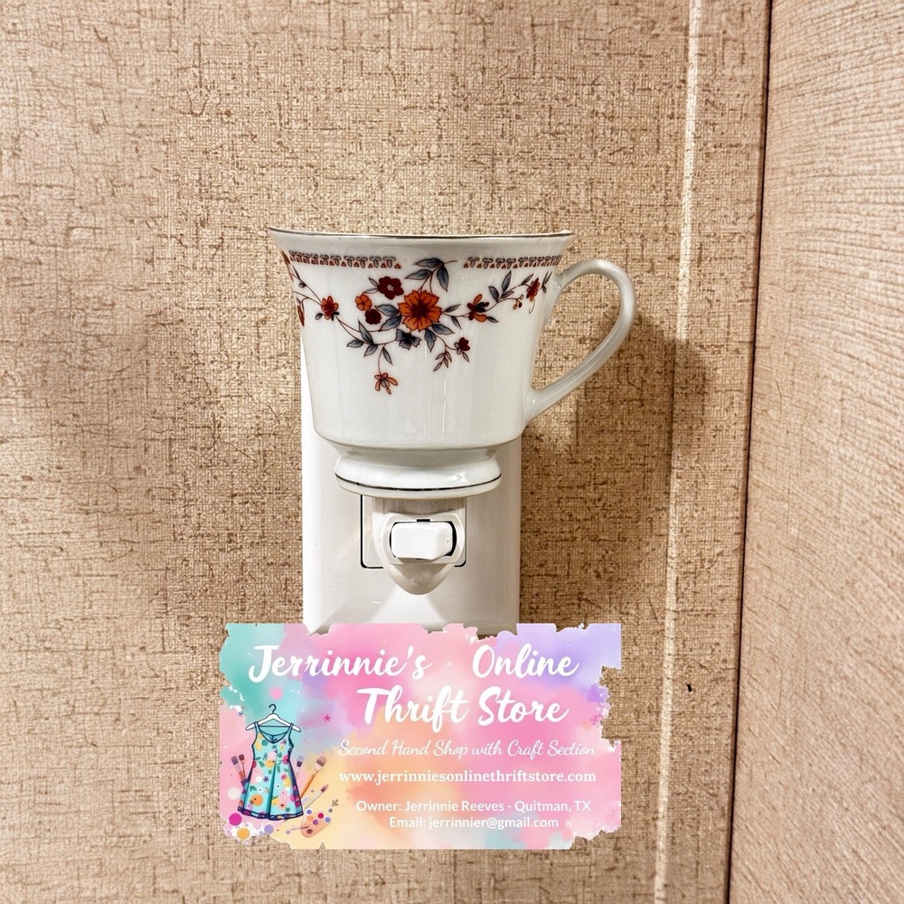 Vintage Floral Ceramic Teacup Night Light Cottagecore‎ Shabby Chic Wall Plug In